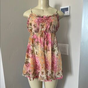 Victoria’s Secret Floral Pink and Orange babydoll lingerie size Medium